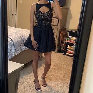 For and flare lace black dress